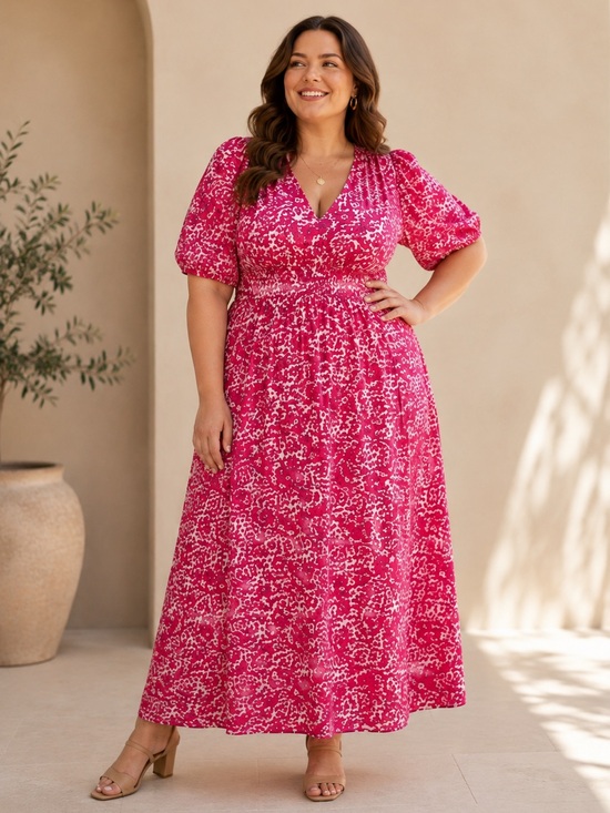 J crew collection Dresses & Skirts - J.Crew Collection Bright Pink Floral Puff Sleeve Maxi Dress NWT Size 22W